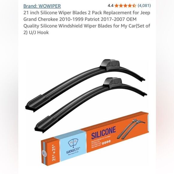 Wowiper Silicone Windshield Wiper Blades Sz 21” and 11” - Picture 1 of 5